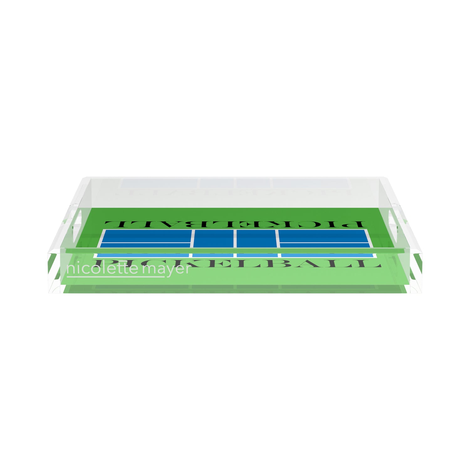Pickelball Court Blue Green 15X15 Acrylic Tray - nicolettemayer.com 