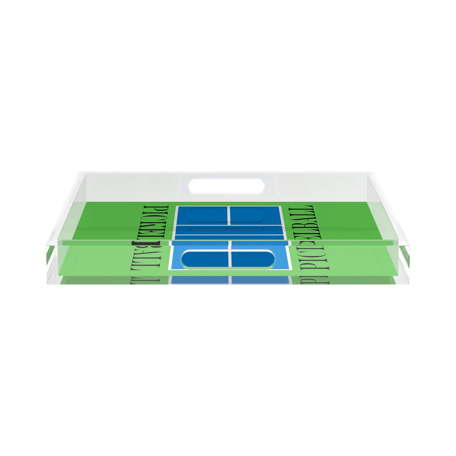 Pickelball Court Blue Green 15X15 Acrylic Tray - nicolettemayer.com 