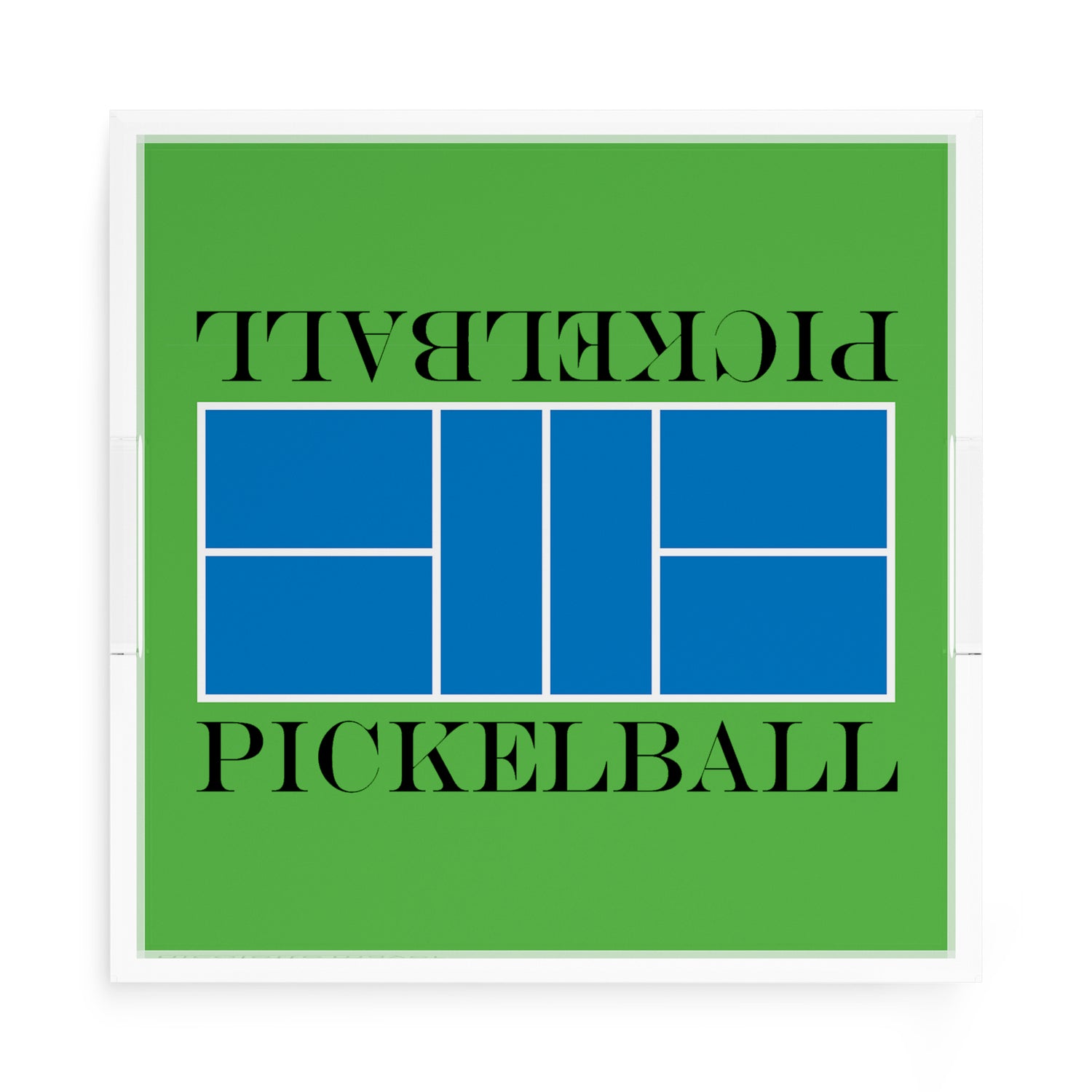 Pickelball Court Blue Green 15X15 Acrylic Tray - nicolettemayer.com 