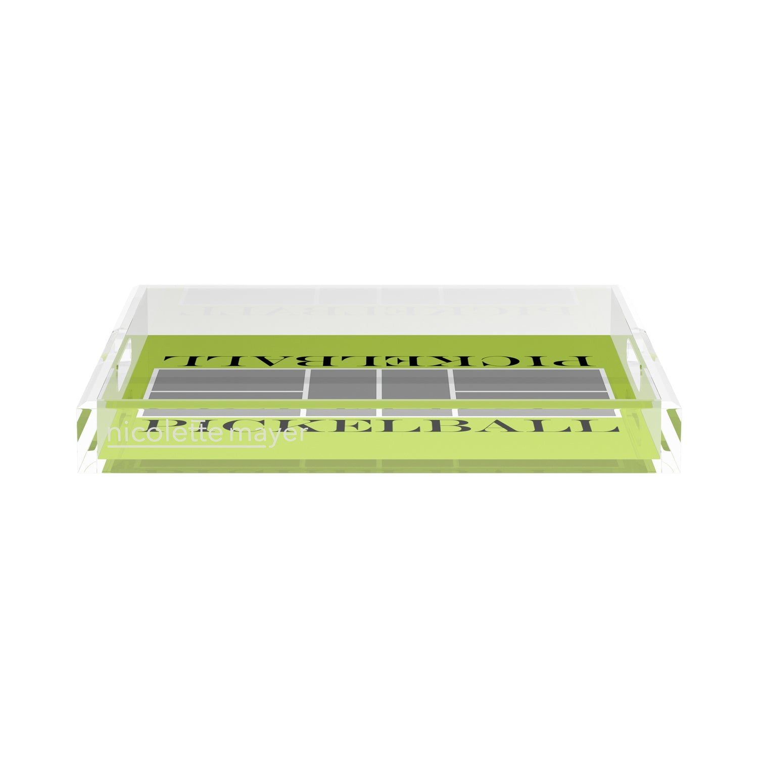 Pickelball Court Silver Lime 15X15 Acrylic Tray - nicolettemayer.com 