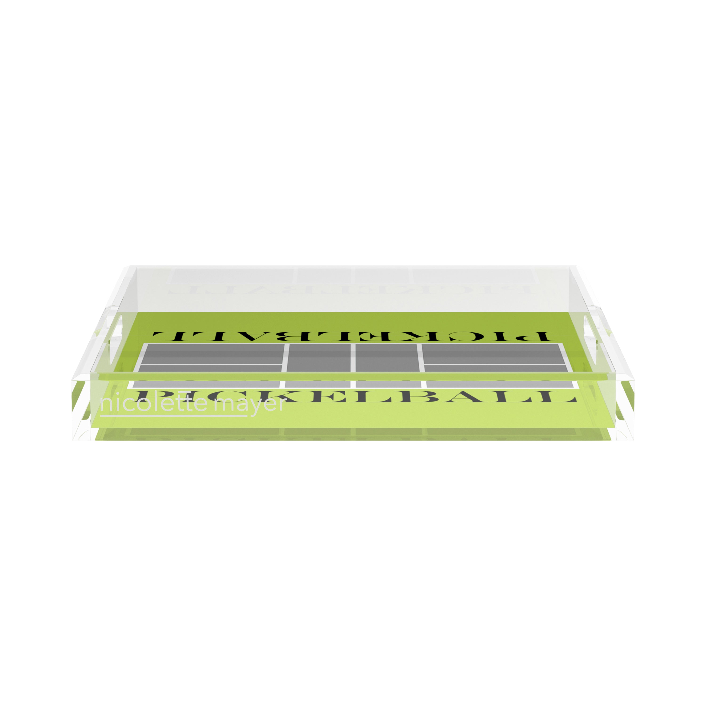 Pickelball Court Silver Lime 15X15 Acrylic Tray - nicolettemayer.com 