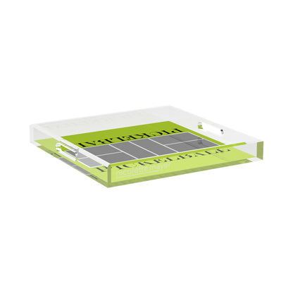 Pickelball Court Silver Lime 15X15 Acrylic Tray - nicolettemayer.com 