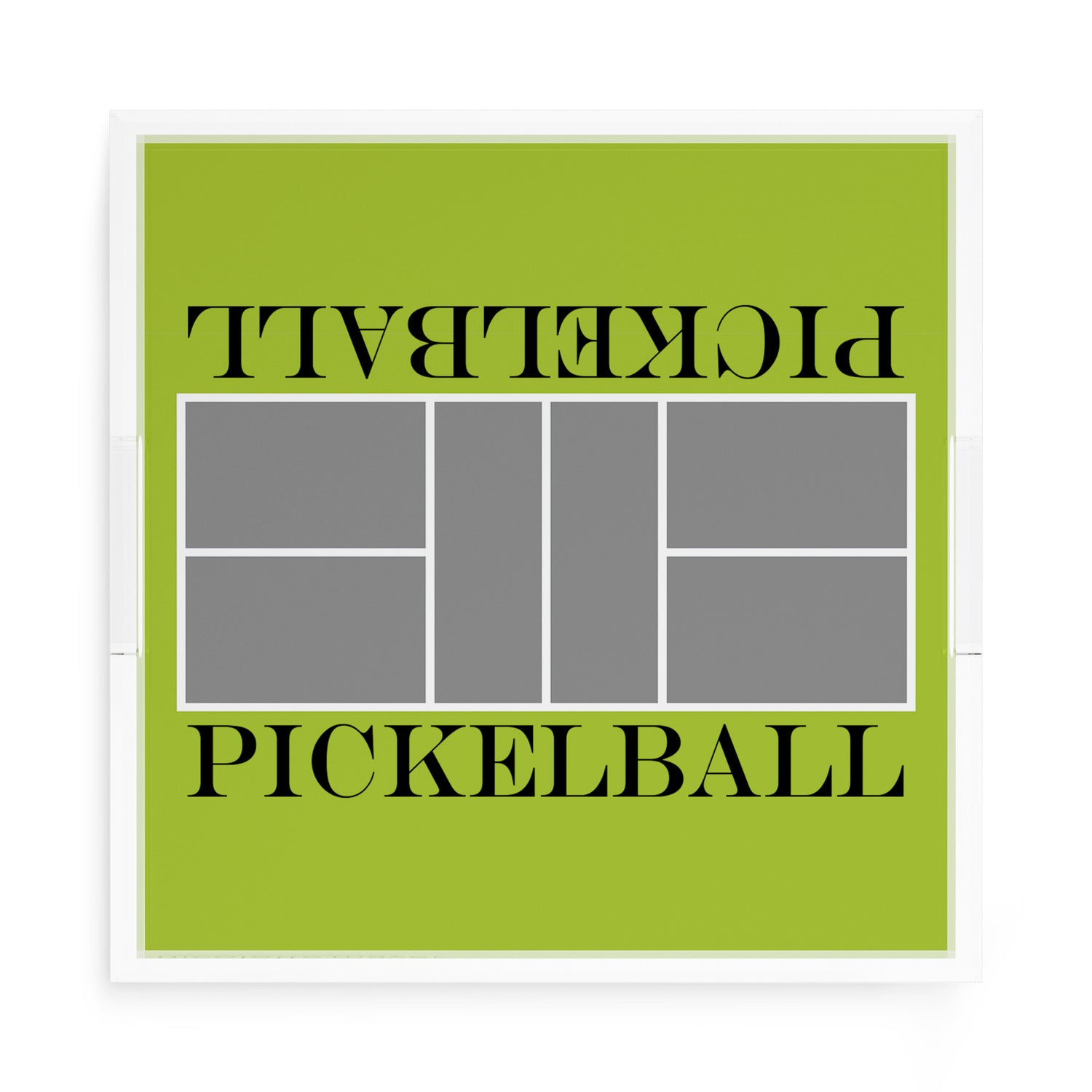 Pickelball Court Silver Lime 15X15 Acrylic Tray - nicolettemayer.com 