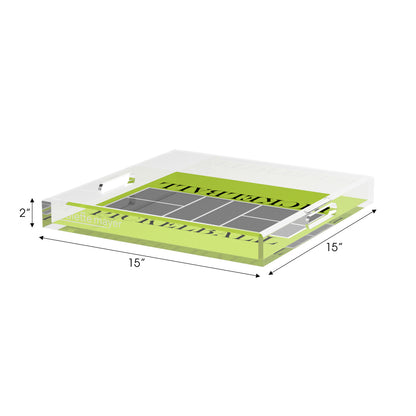 Pickelball Court Silver Lime 15X15 Acrylic Tray - nicolettemayer.com 