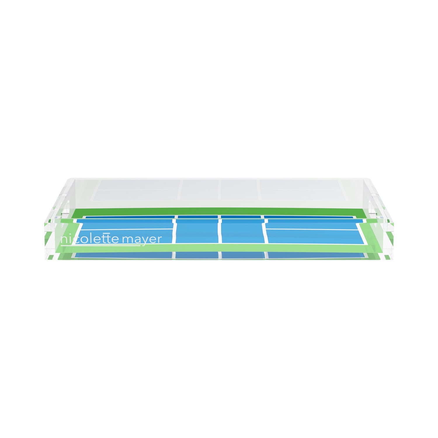 Pickelball Court Blue Green  17X10.5 Acrylic Tray - nicolettemayer.com 