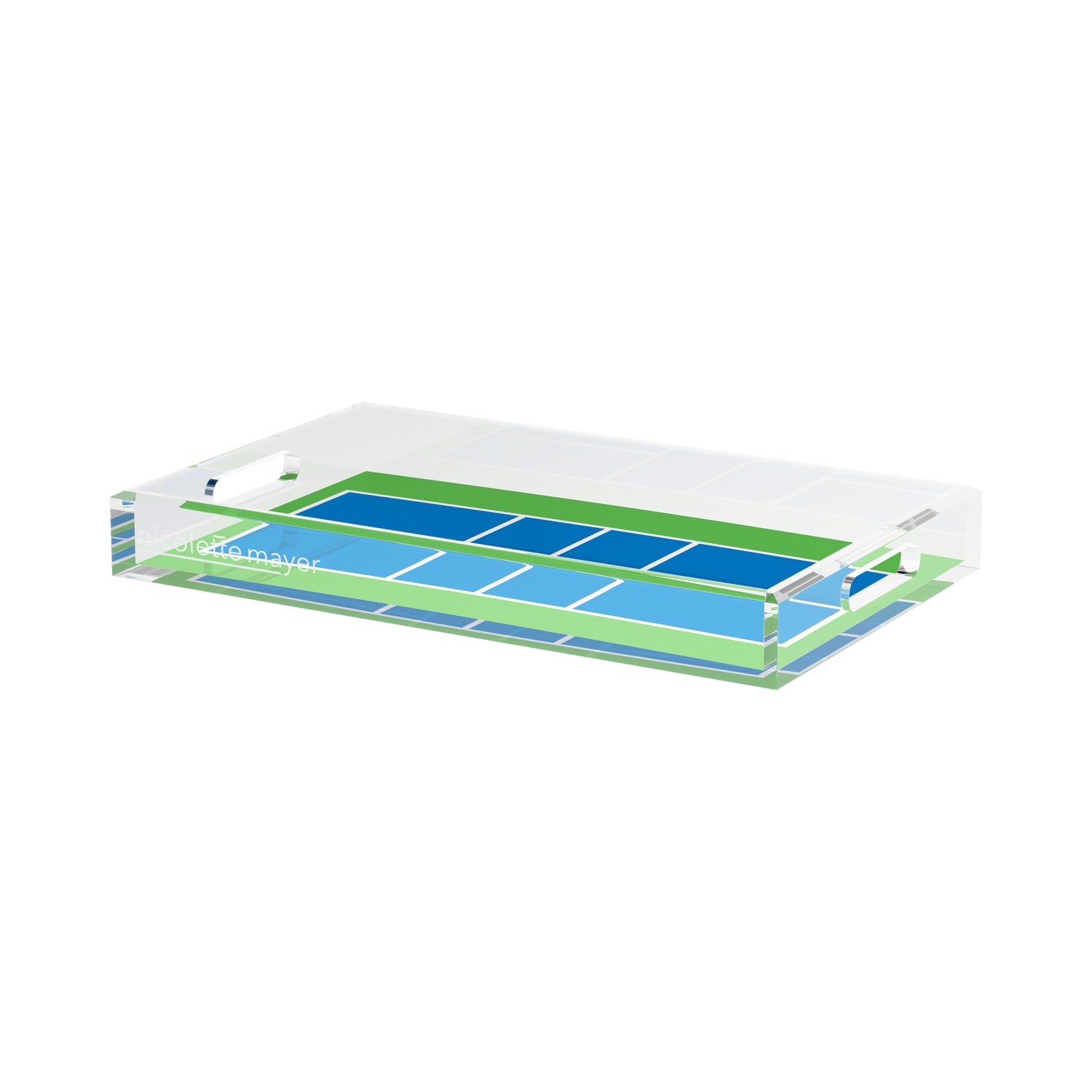 Pickelball Court Blue Green  17X10.5 Acrylic Tray - nicolettemayer.com 