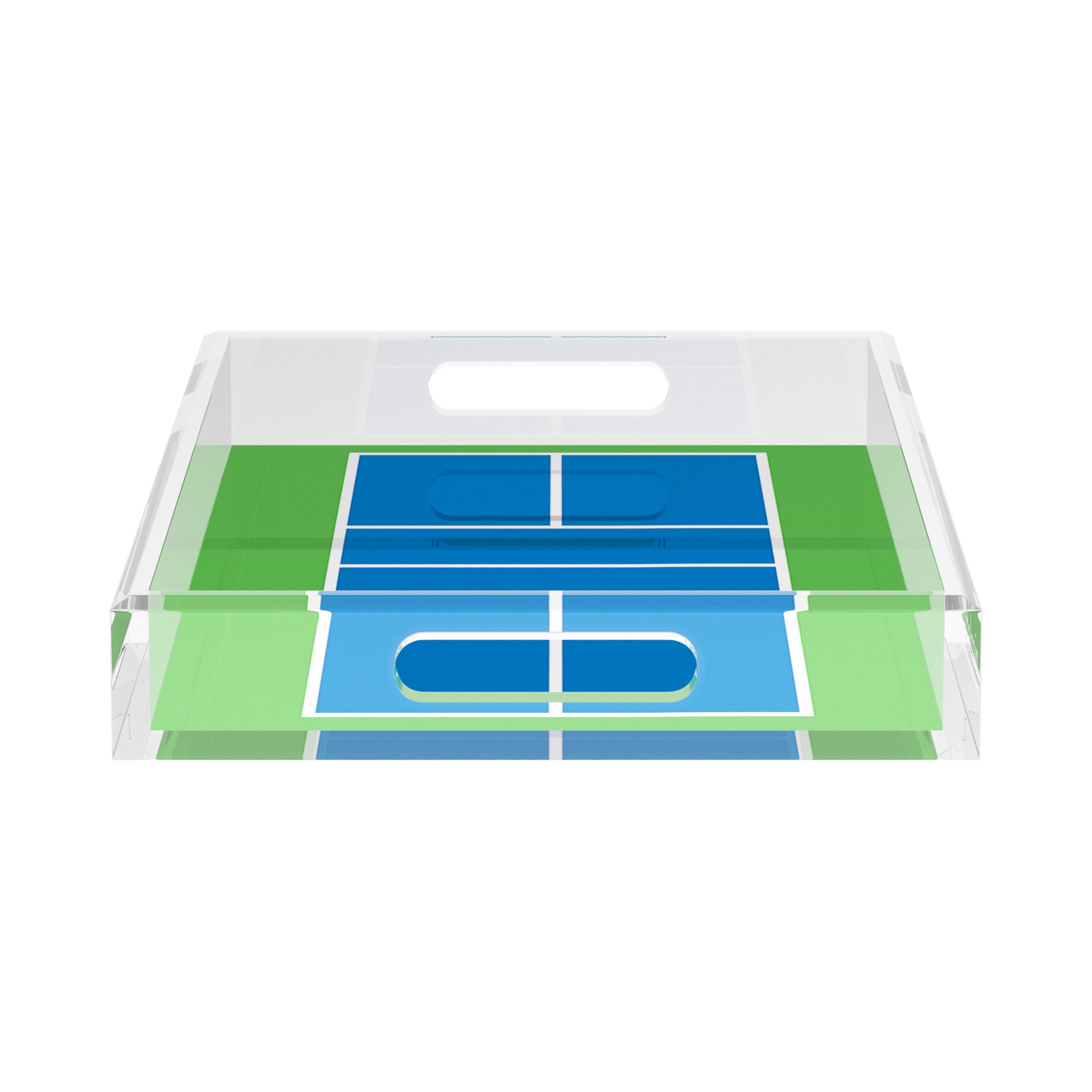 Pickelball Court Blue Green  17X10.5 Acrylic Tray - nicolettemayer.com 
