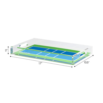 Pickelball Court Blue Green  Set of 3 Acrylic Tray - nicolettemayer.com 