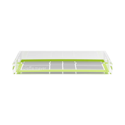 Pickelball Court Silver Lime  17X10.5 Acrylic Tray - nicolettemayer.com 