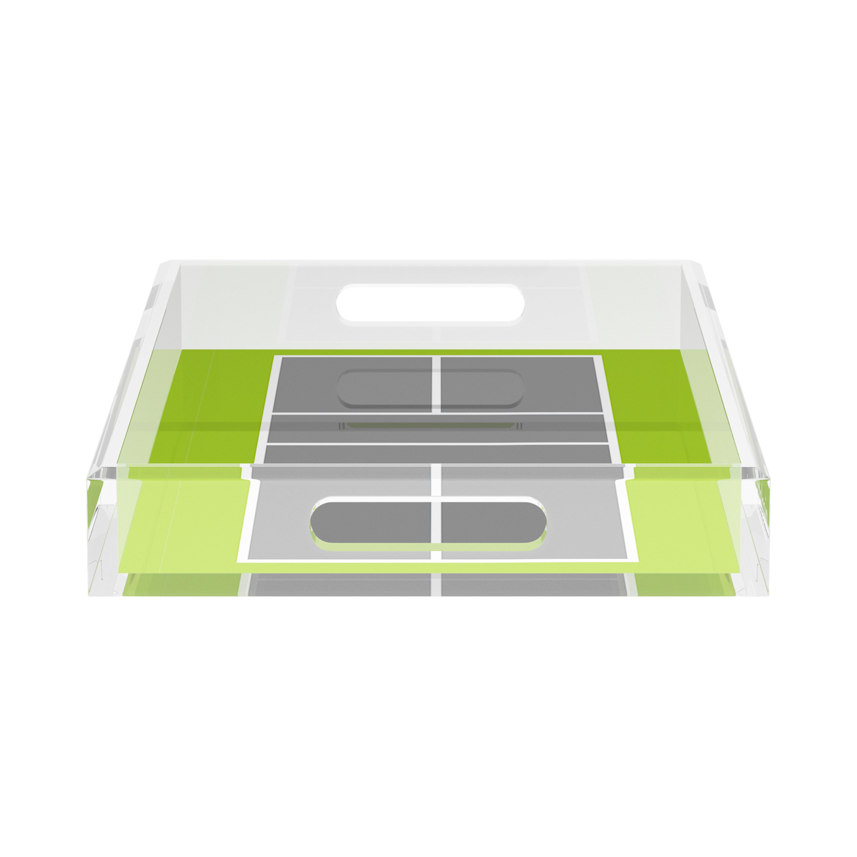 Pickelball Court Silver Lime  17X10.5 Acrylic Tray - nicolettemayer.com 