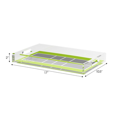 Pickelball Court Silver Lime  Set of 3 Acrylic Tray - nicolettemayer.com 