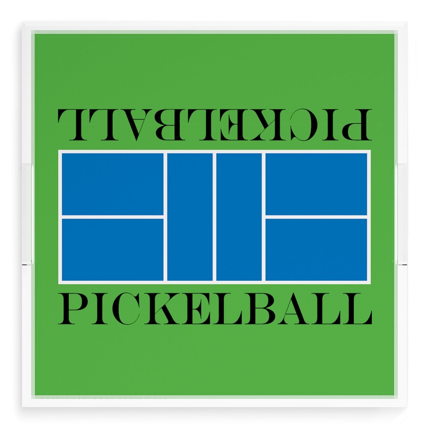 Pickelball Court Blue Green 18X18 Acrylic Tray - nicolettemayer.com 