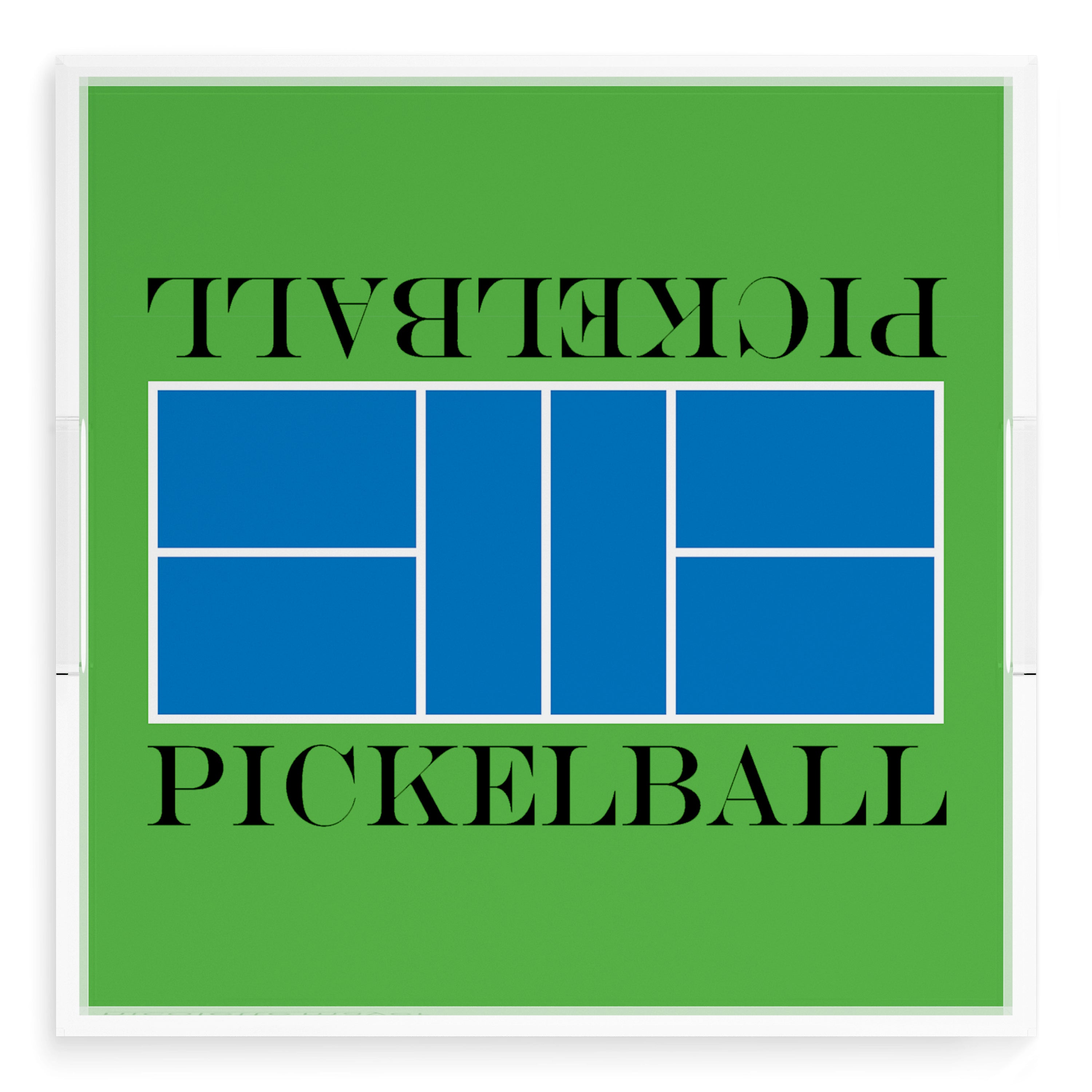 Pickelball Court Blue Green 18X18 Acrylic Tray - nicolettemayer.com 