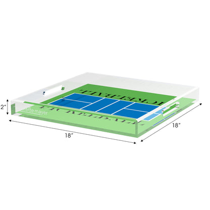 Pickelball Court Blue Green 12X12 Acrylic Tray - nicolettemayer.com 