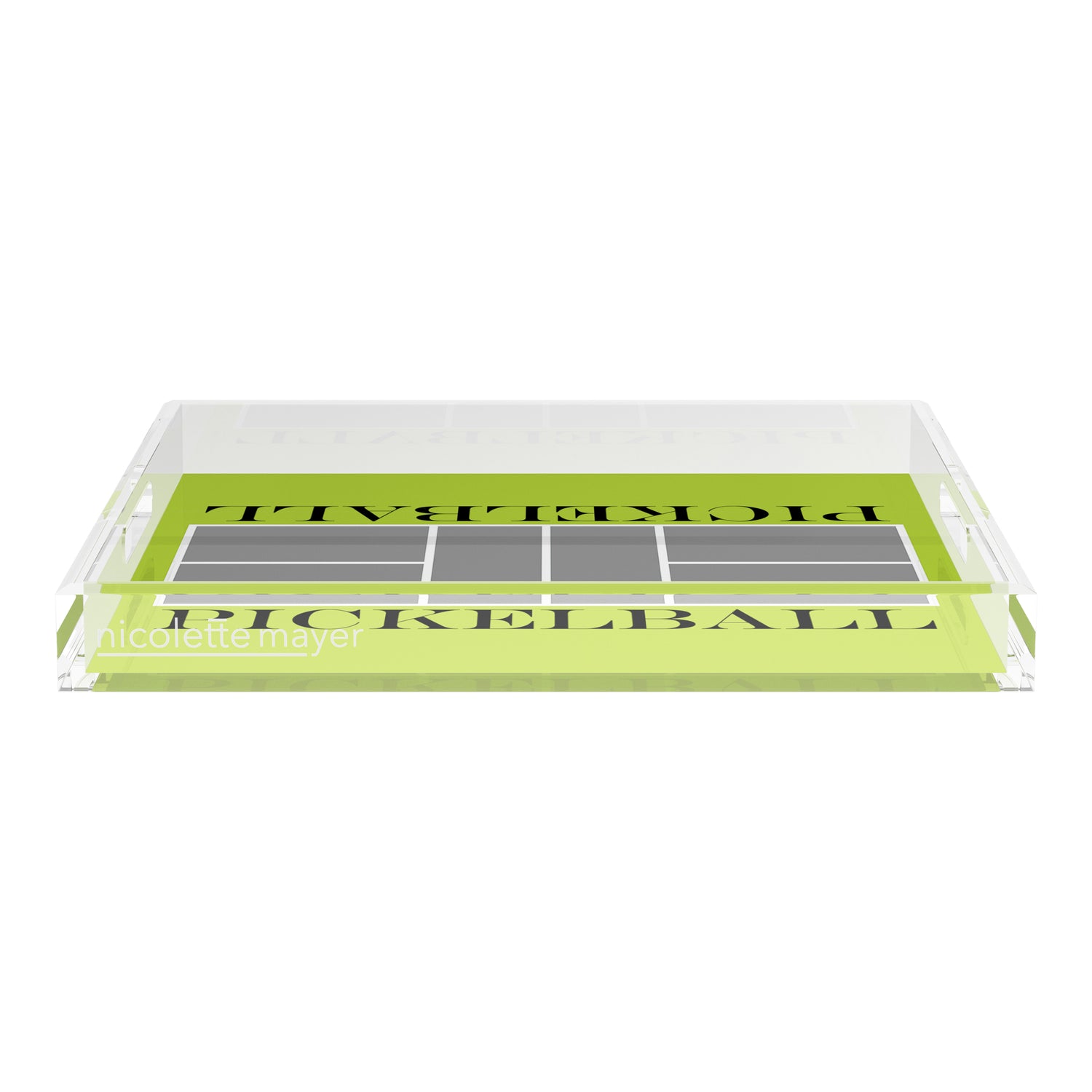 Pickelball Court Silver Lime 18X18 Acrylic Tray - nicolettemayer.com 