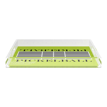 Pickelball Court Silver Lime 18X18 Acrylic Tray - nicolettemayer.com 