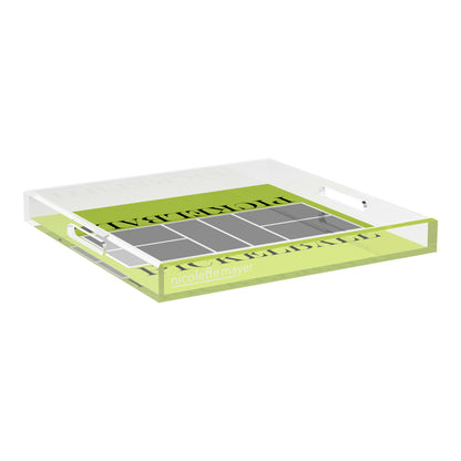 Pickelball Court Silver Lime 18X18 Acrylic Tray - nicolettemayer.com 