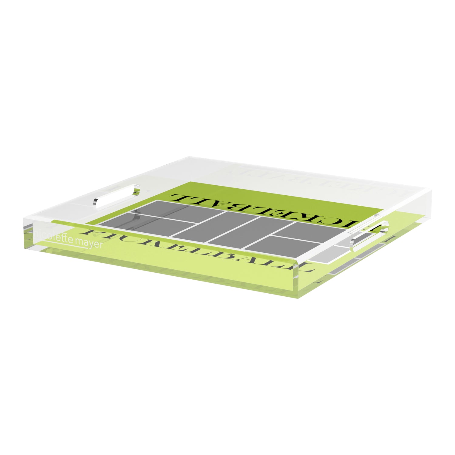 Pickelball Court Silver Lime 18X18 Acrylic Tray - nicolettemayer.com 