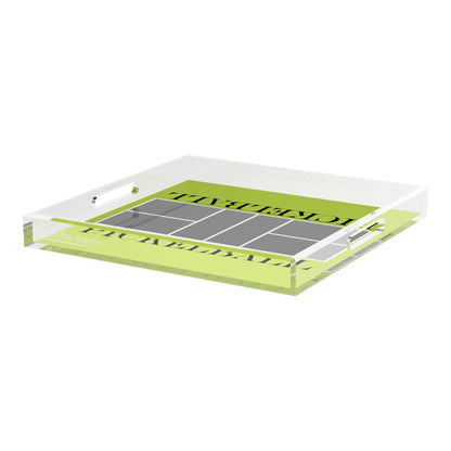 Pickelball Court Silver Lime 18X18 Acrylic Tray - nicolettemayer.com 