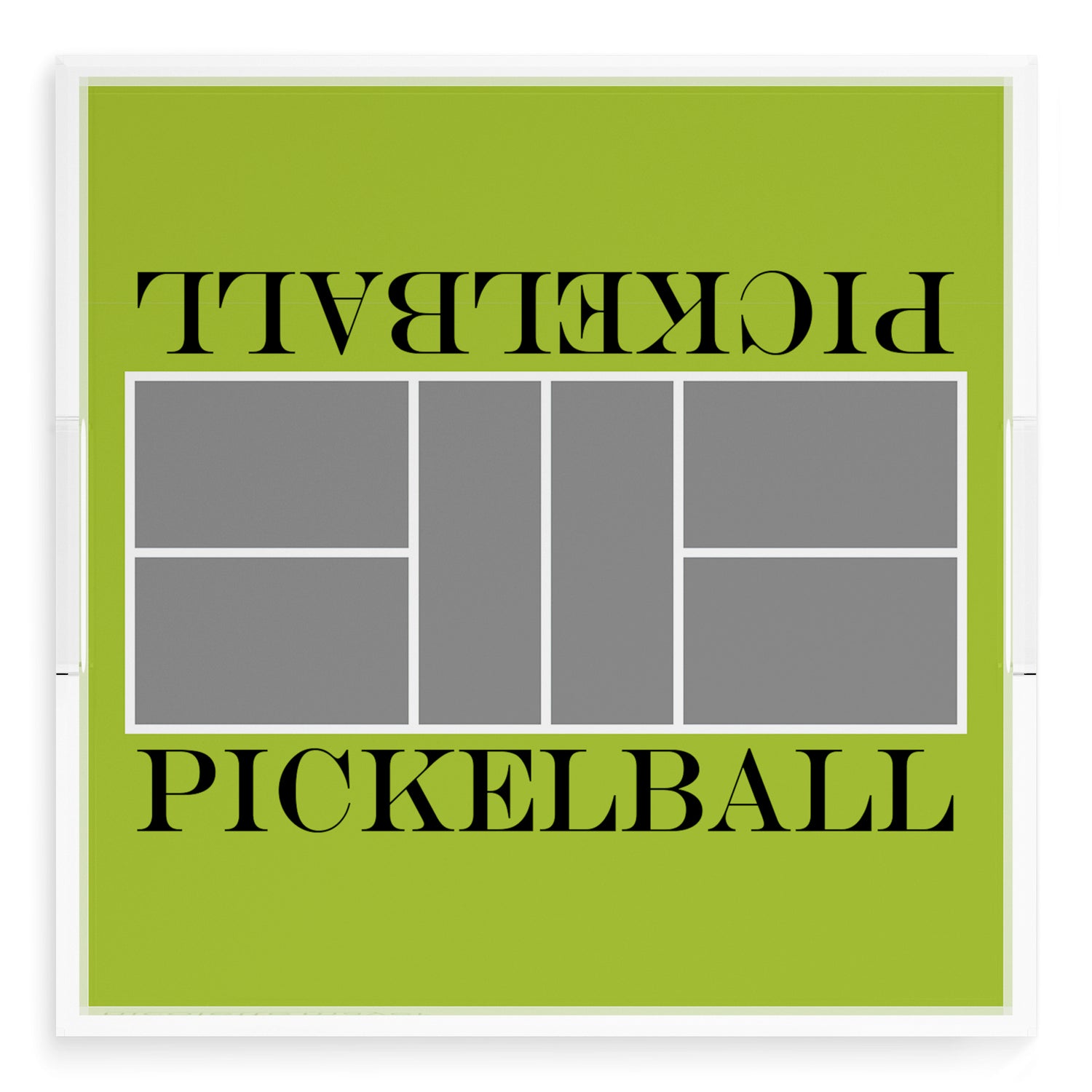 Pickelball Court Silver Lime 18X18 Acrylic Tray - nicolettemayer.com 