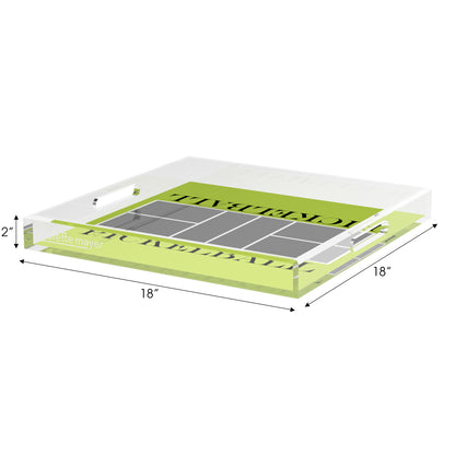 Pickelball Court Silver Lime 18X18 Acrylic Tray - nicolettemayer.com 