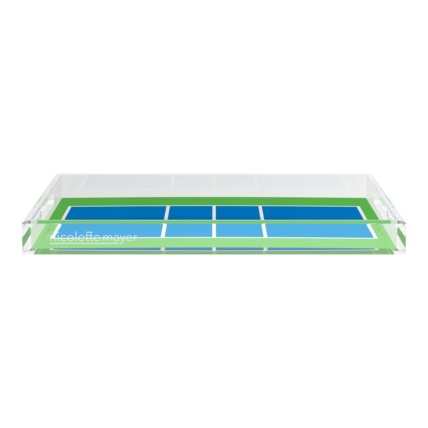 Pickelball Court Blue Green  22.5x14.5 Acrylic Tray - nicolettemayer.com 