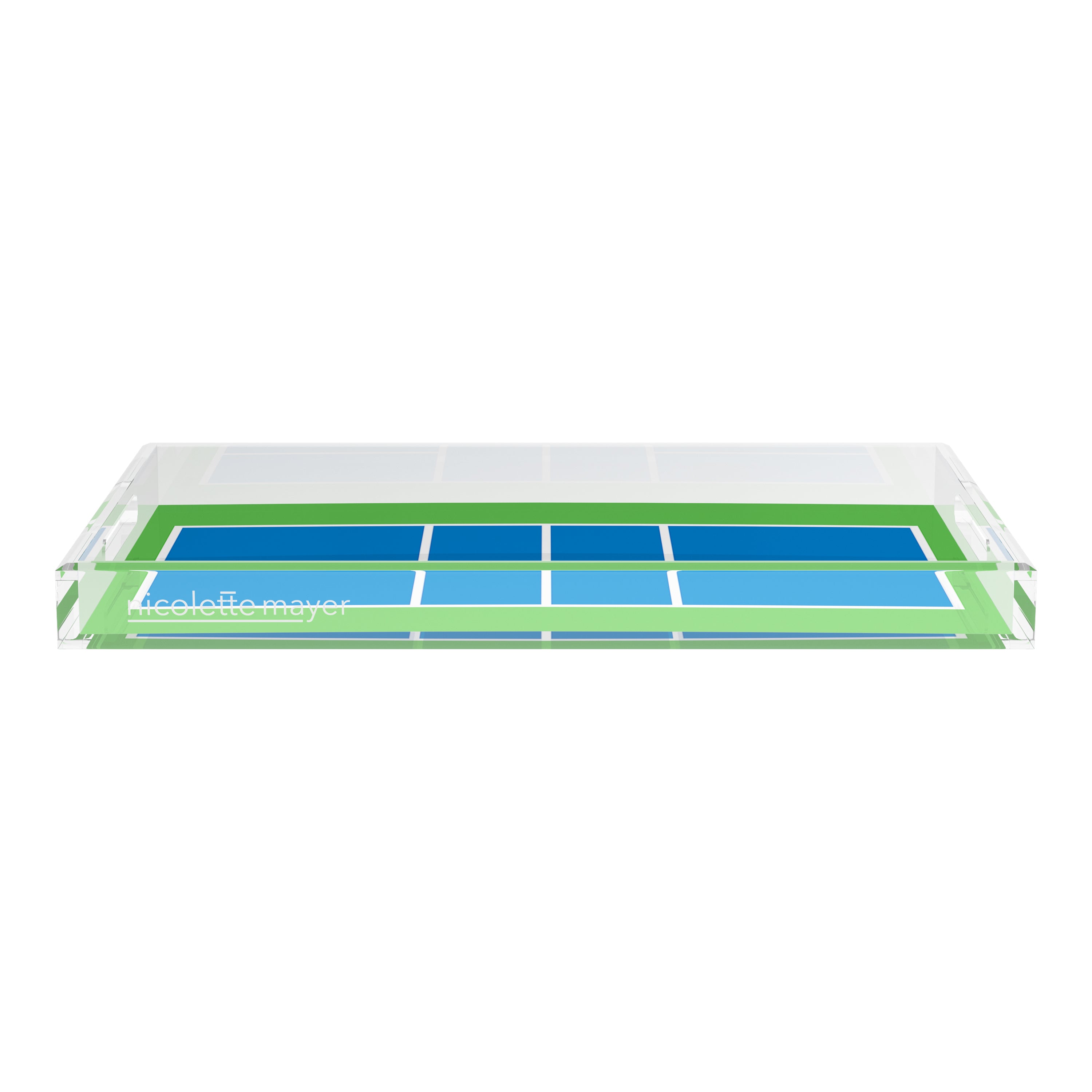 Pickelball Court Blue Green  22.5x14.5 Acrylic Tray - nicolettemayer.com 