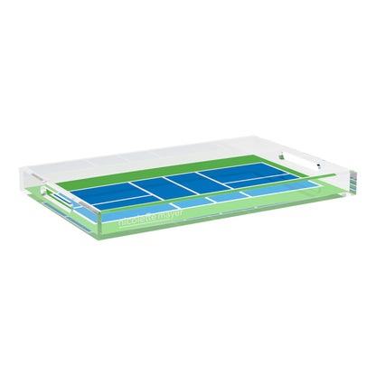 Pickelball Court Blue Green  22.5x14.5 Acrylic Tray - nicolettemayer.com 