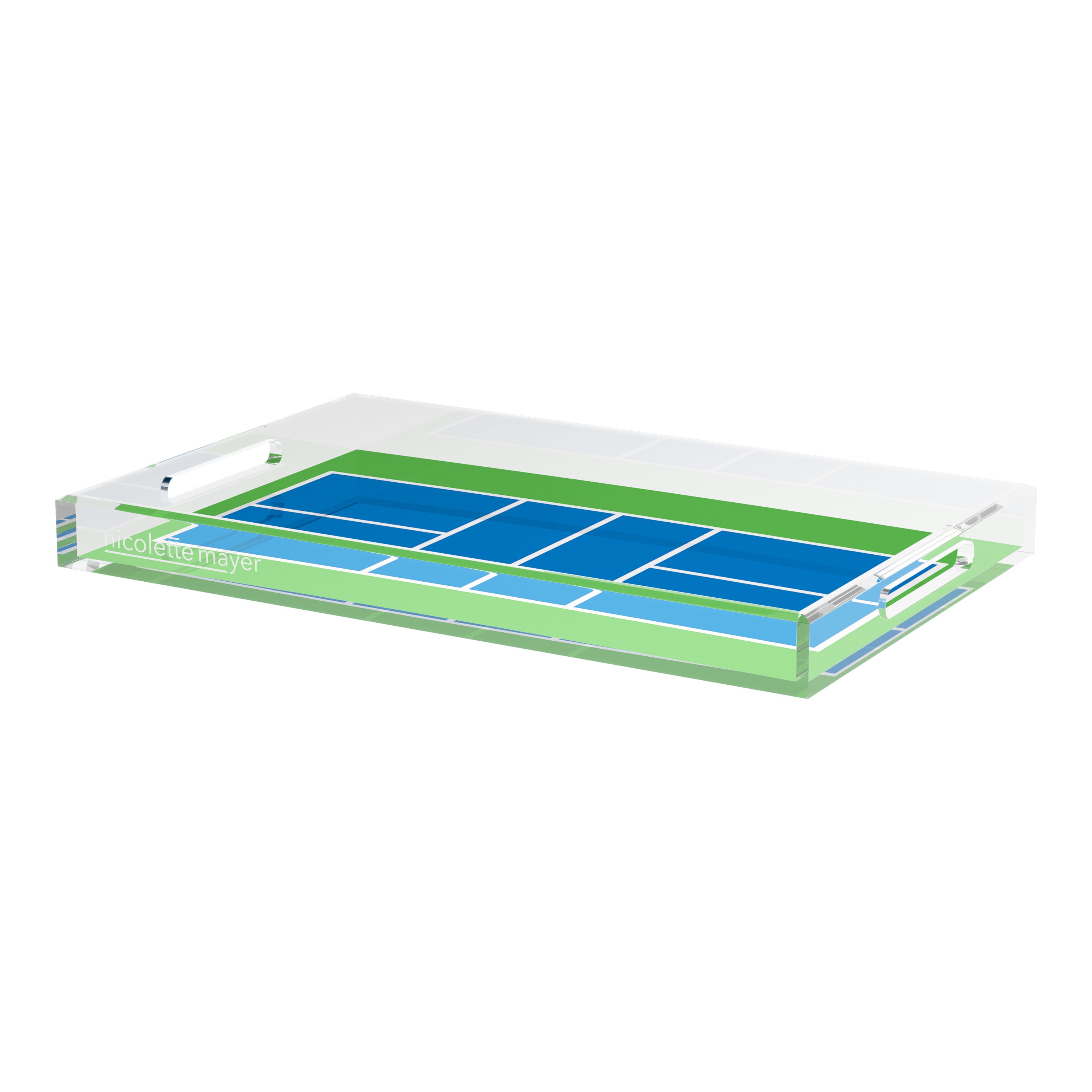 Pickelball Court Blue Green  22.5x14.5 Acrylic Tray - nicolettemayer.com 