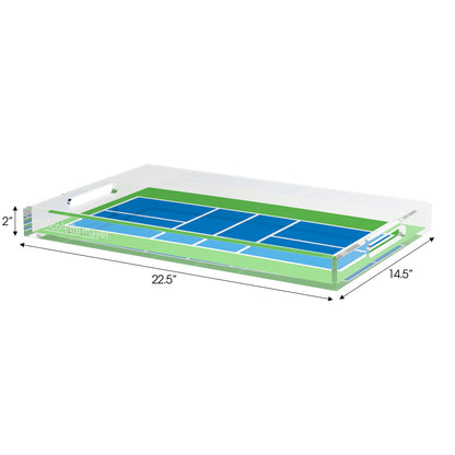 Pickelball Court Blue Green  Set of 3 Acrylic Tray - nicolettemayer.com 