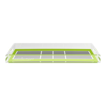Pickelball Court Silver Lime  22.5x14.5 Acrylic Tray - nicolettemayer.com 