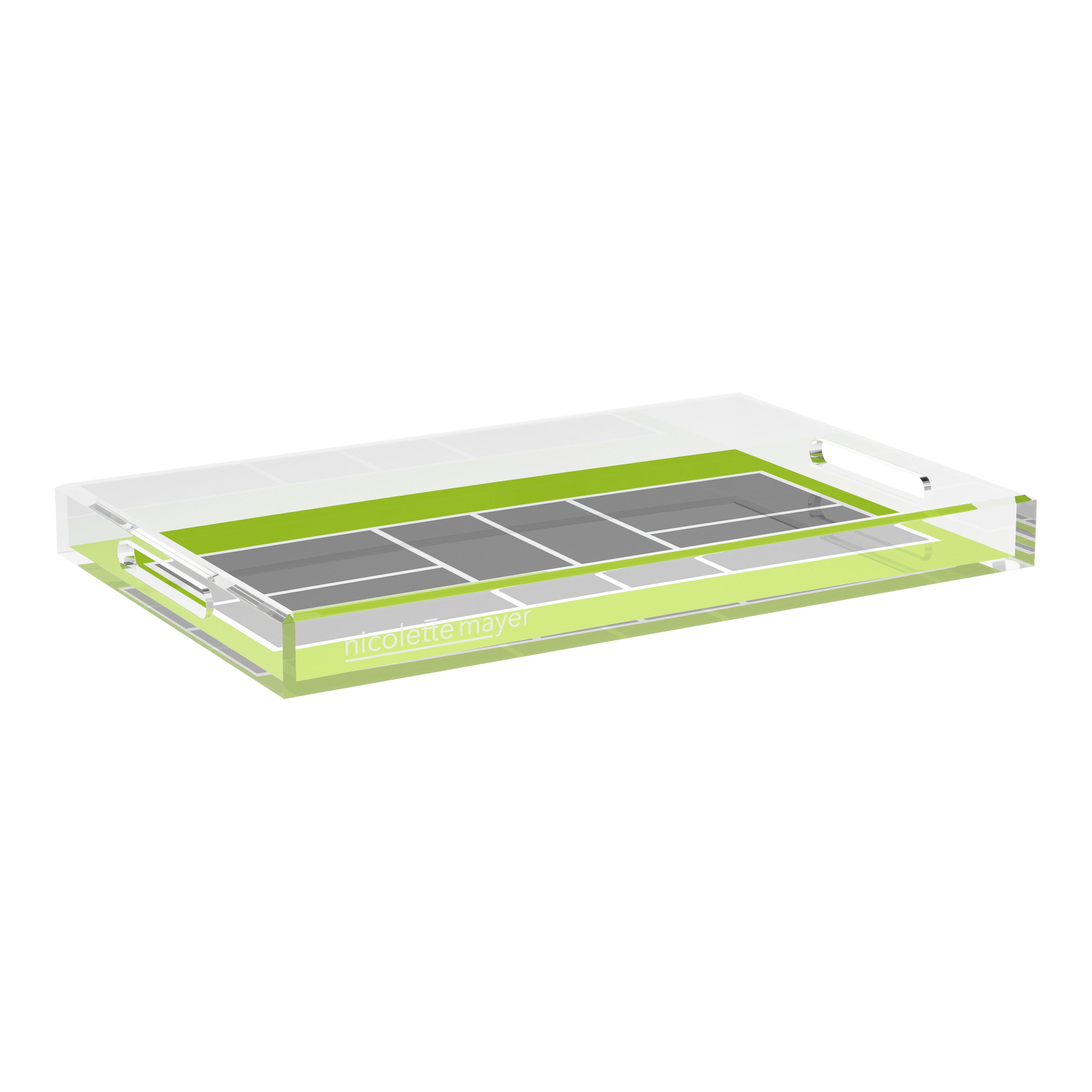 Pickelball Court Silver Lime  22.5x14.5 Acrylic Tray - nicolettemayer.com 