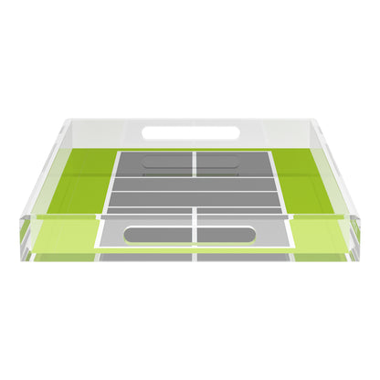Pickelball Court Silver Lime  22.5x14.5 Acrylic Tray - nicolettemayer.com 
