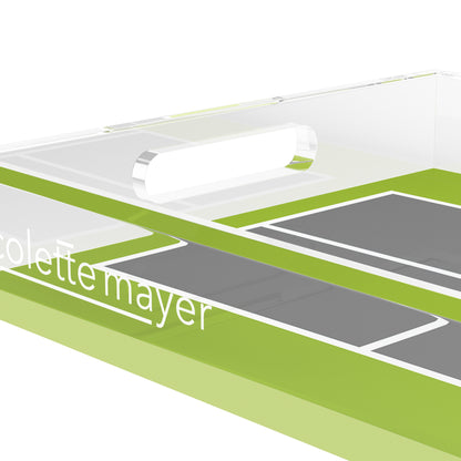 Pickelball Court Silver Lime  22.5x14.5 Acrylic Tray - nicolettemayer.com 