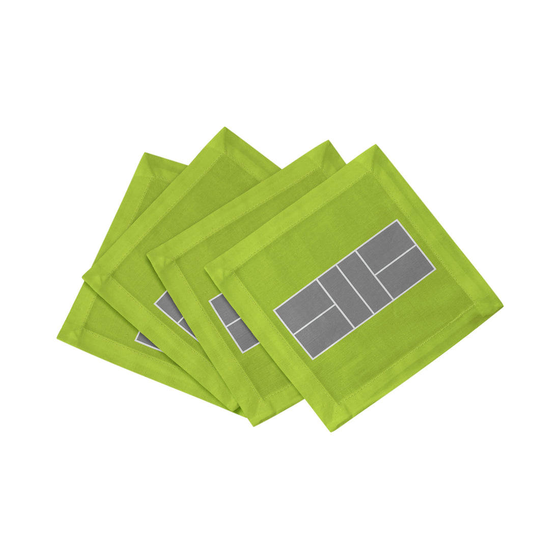 Pickleball Court Silver Lime Cotton Sateen Cocktail Napkins - nicolettemayer.com