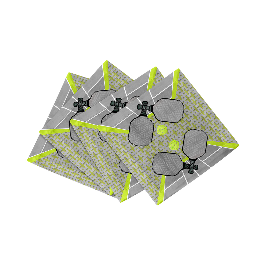 Pickelball Anyone Silver Lime Cotton Sateen Cocktail Napkins - nicolettemayer.com