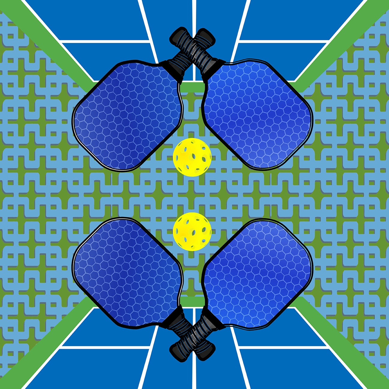 Pickelball Anyone Blue Green Square Tray