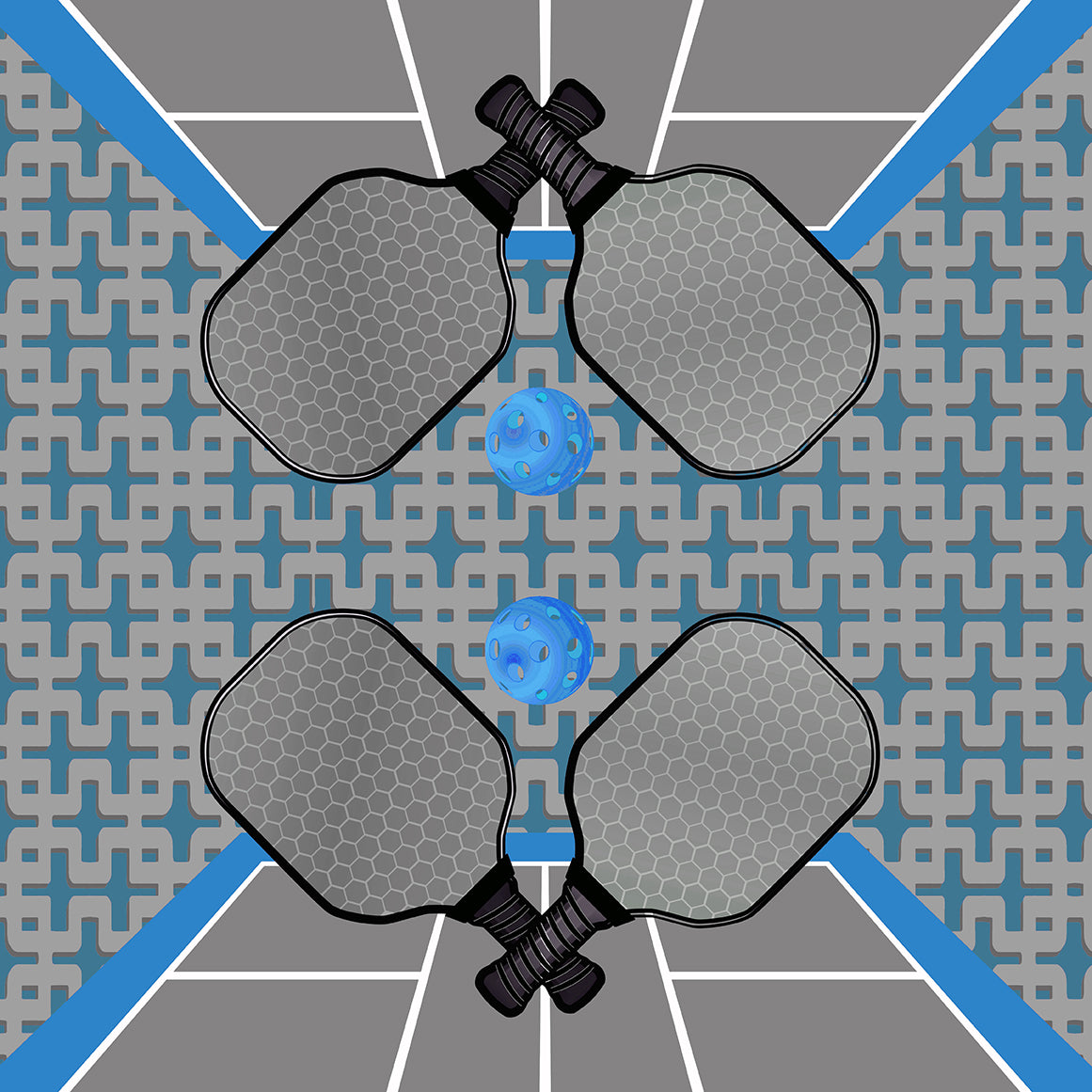 Pickelball Anyone Silver Blue Square Tray