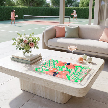 Pickleball Anyone Pam and Emma Acrylic Decorative Tray, 12.5 x 7.75 in., 17 x 10.5 in., 22.5 x 14.5 in. by Nicolette Mayer 