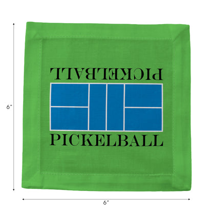 Pickelball Court Blue Green Cotton Sateen Cocktail Napkins - nicolettemayer.com
