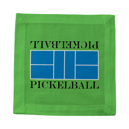 Pickelball Court Blue Green Cotton Sateen Cocktail Napkins - nicolettemayer.com