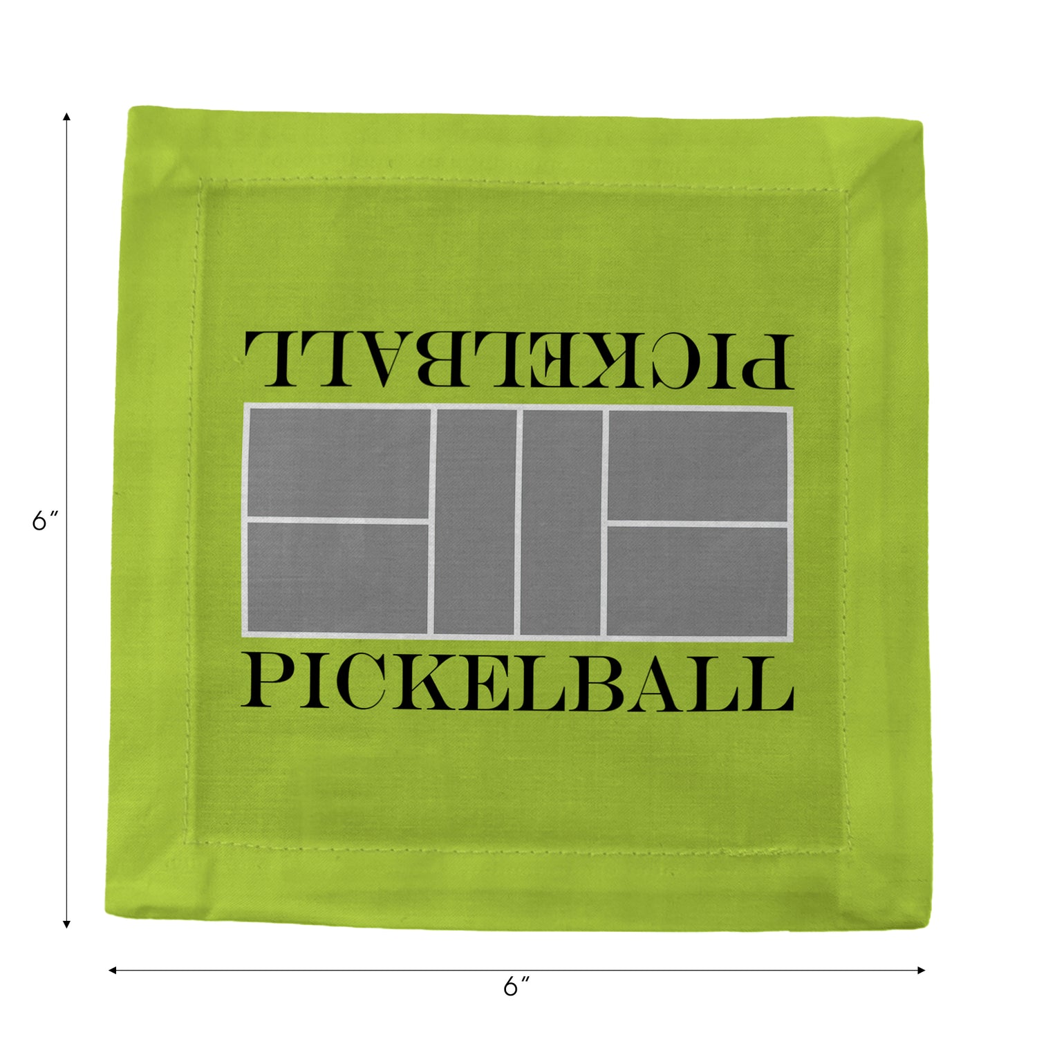 Pickelball Court Silver Lime Cotton Sateen Cocktail Napkins - nicolettemayer.com
