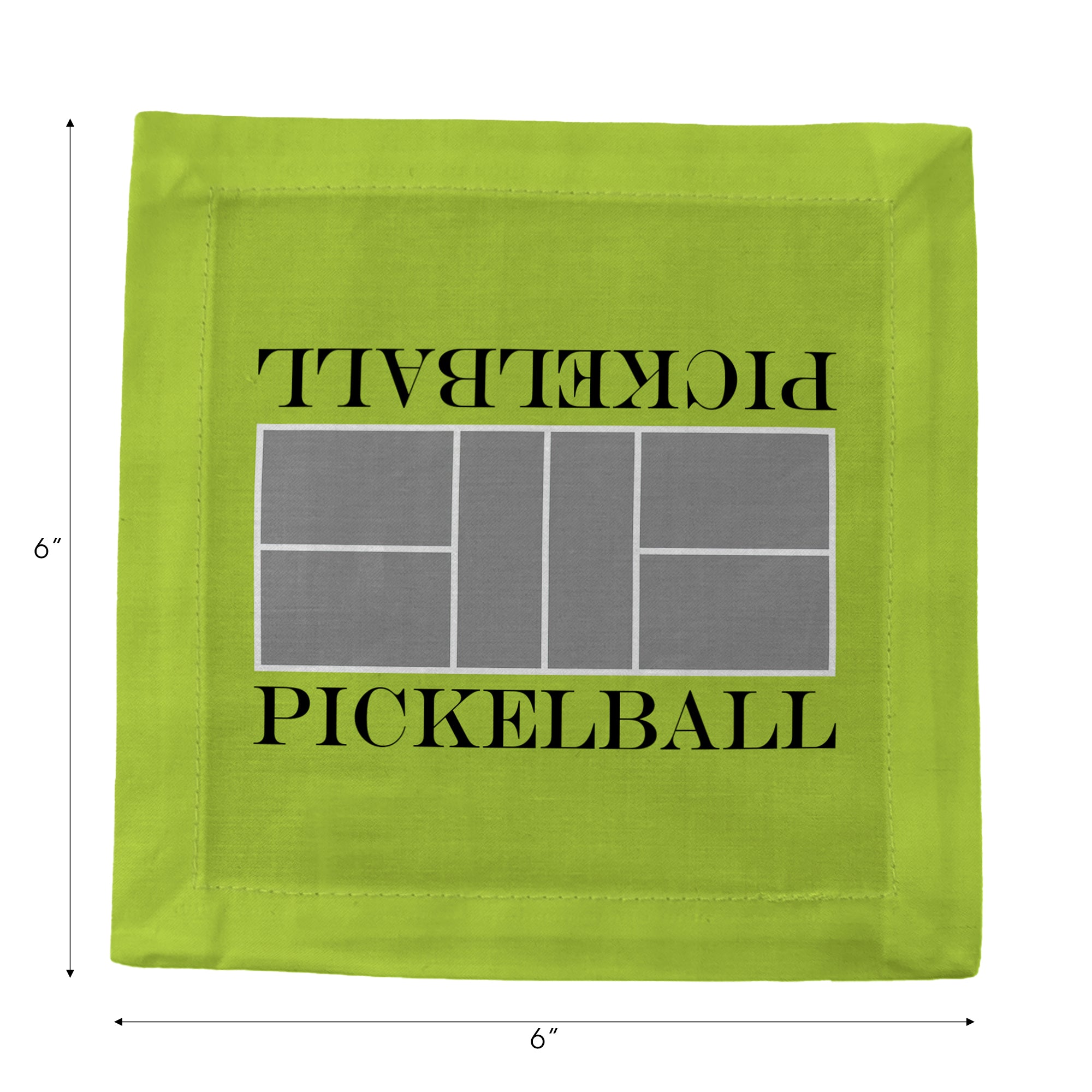 Pickelball Court Silver Lime Cotton Sateen Cocktail Napkins - nicolettemayer.com