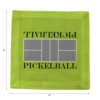 Pickelball Court Silver Lime Cotton Sateen Cocktail Napkins - nicolettemayer.com