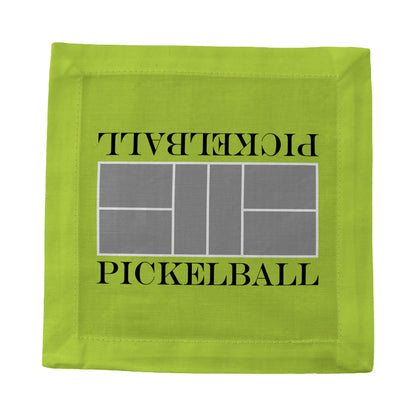 Pickelball Court Silver Lime Cotton Sateen Cocktail Napkins - nicolettemayer.com