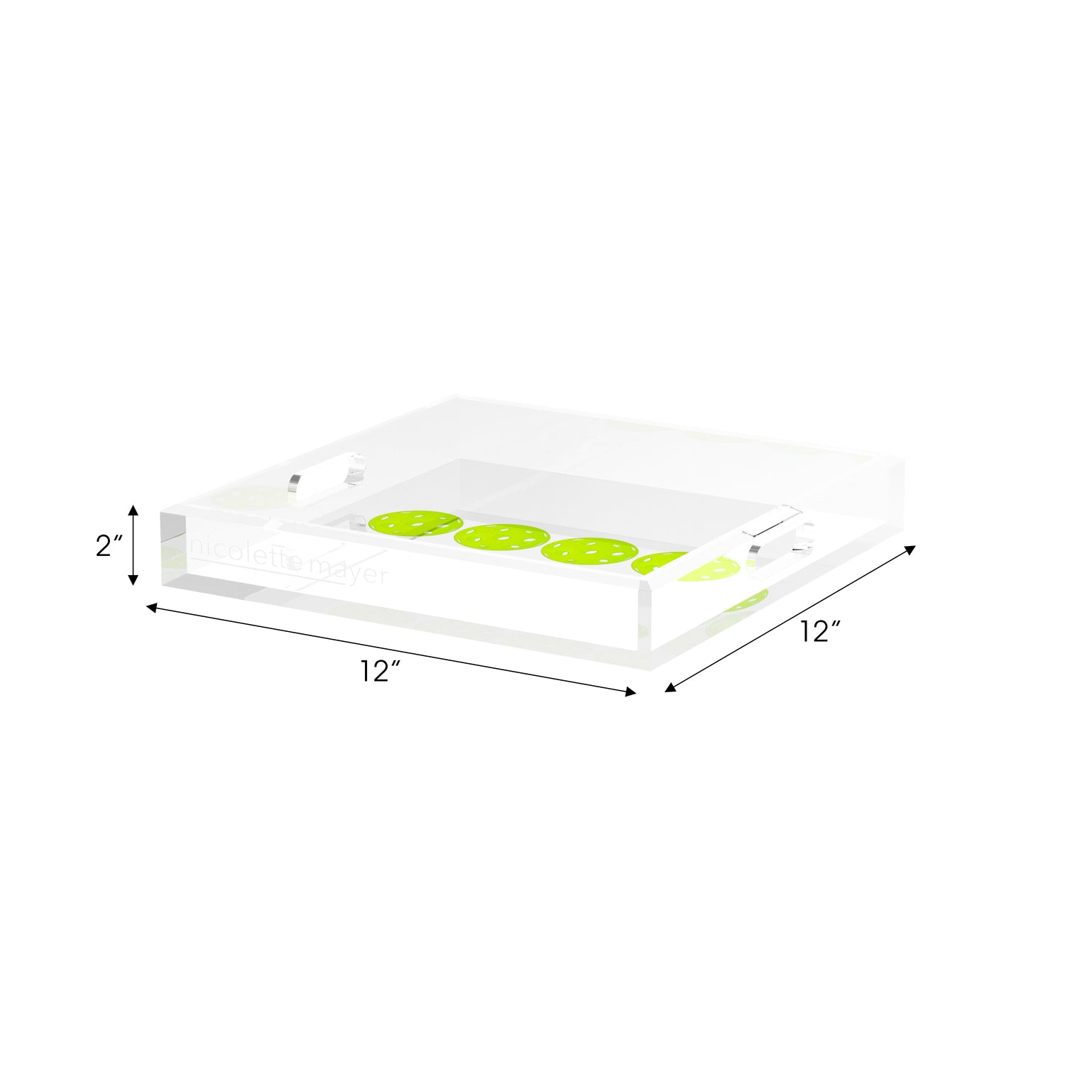 Pickelballs Acid Green 12X12 Acrylic Tray - nicolettemayer.com 