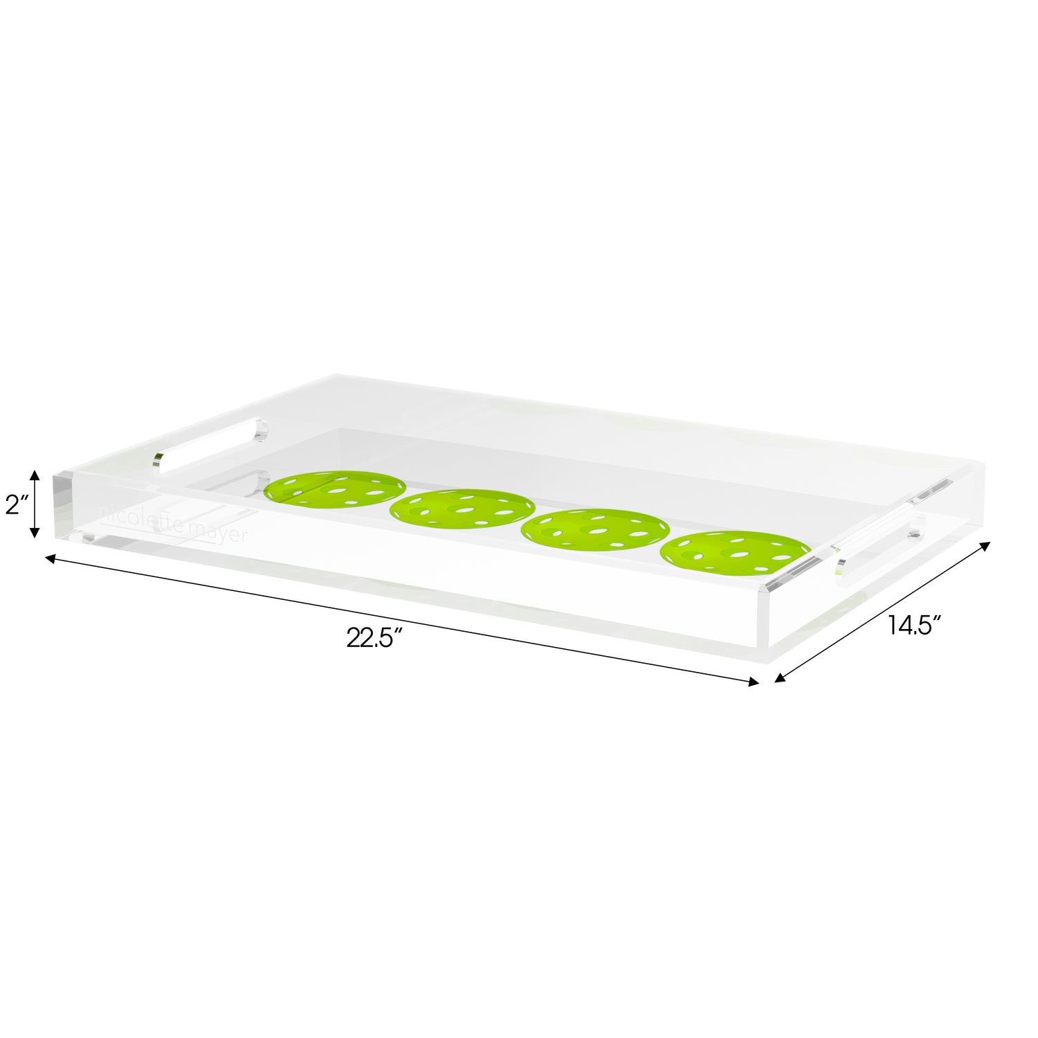 Pickelballs Acid Green  Set of 3 Acrylic Tray - nicolettemayer.com 