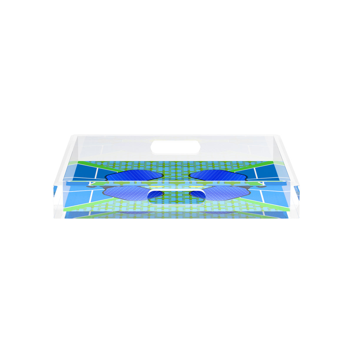 Pickleball Anyone Blue Green Acrylic Decorative Tray, 12 x 12 in. by Nicolette Mayer 