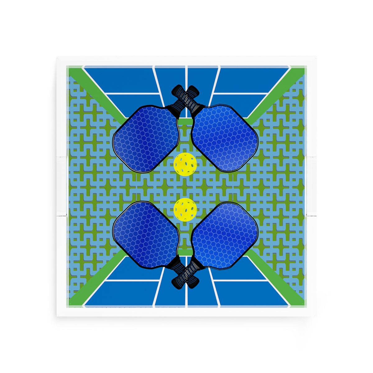 Pickleball Anyone Blue Green Acrylic Decorative Tray, 12 x 12 in. by Nicolette Mayer 