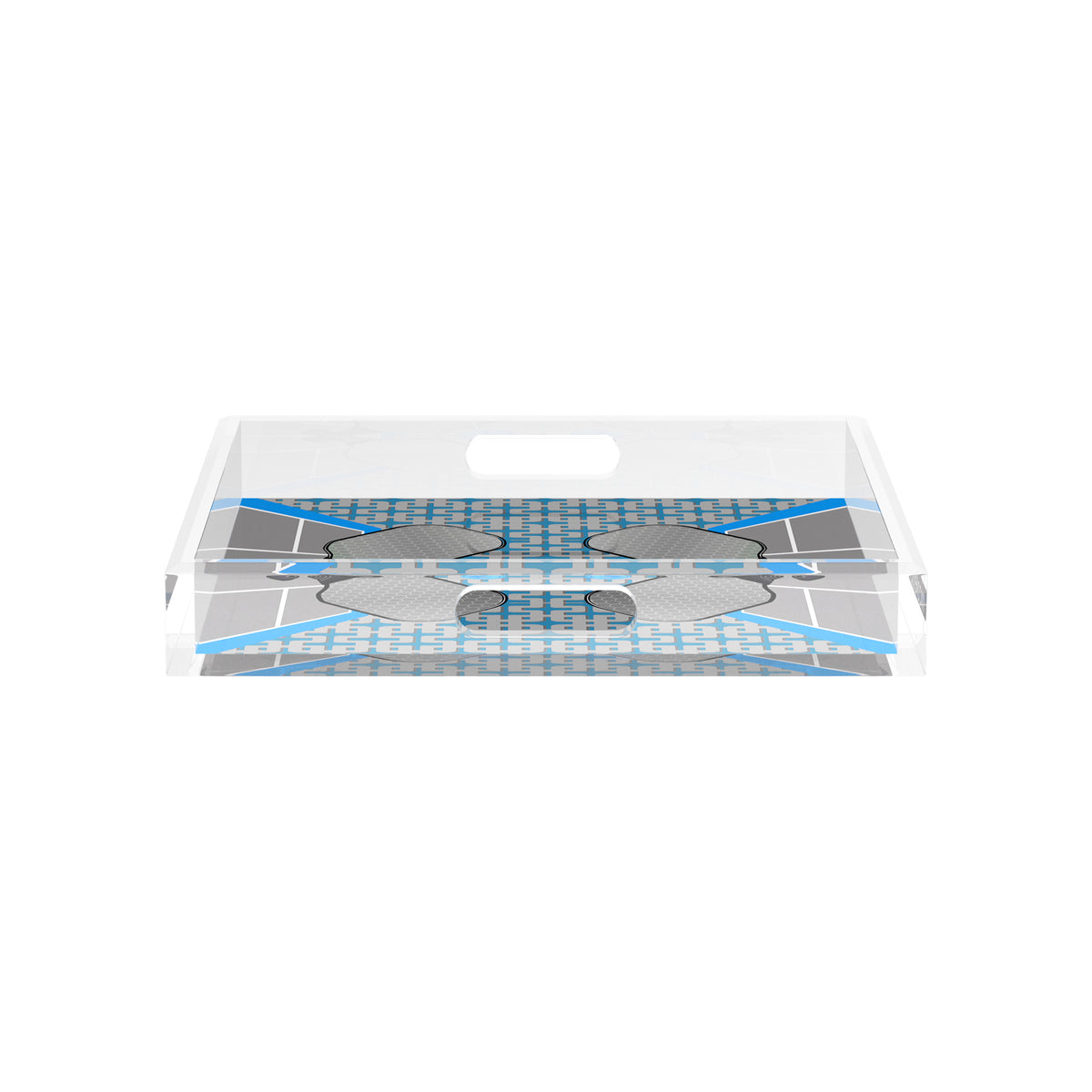 Pickleball Anyone Silver Blue Acrylic Decorative Tray, 12 x 12 in. by Nicolette Mayer 